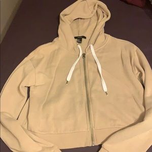 Beige Crop Hoodie